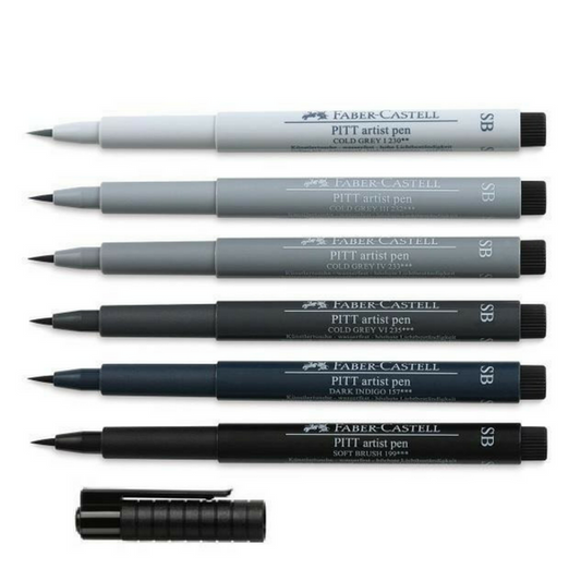 Faber-Castell 6 Pitt Artist Pens - Soft Brush - Buchan's Kerrisdale Stationery