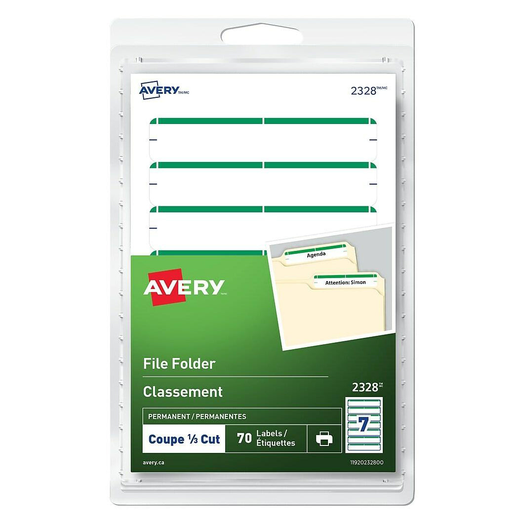 AVERY - 70 File Folder Labels - Green - Buchan's Kerrisdale Stationery