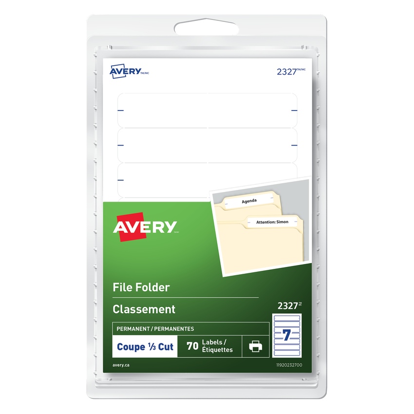 AVERY - 70 File Folder Labels - White - Buchan's Kerrisdale Stationery