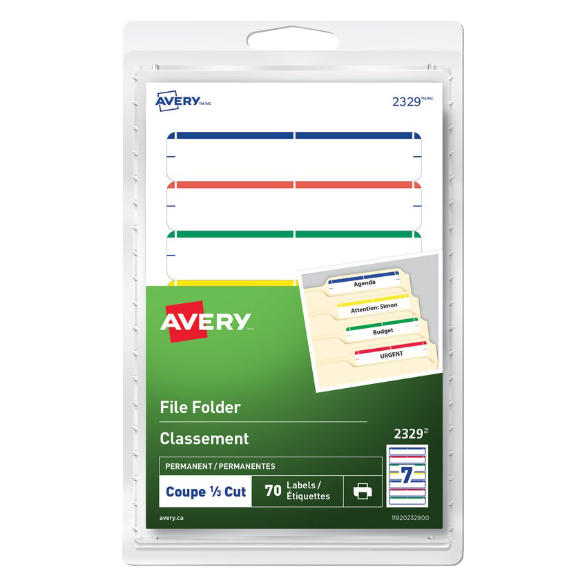 AVERY - 70 File Folder Labels - Assorted Colors - Buchan's Kerrisdale Stationery