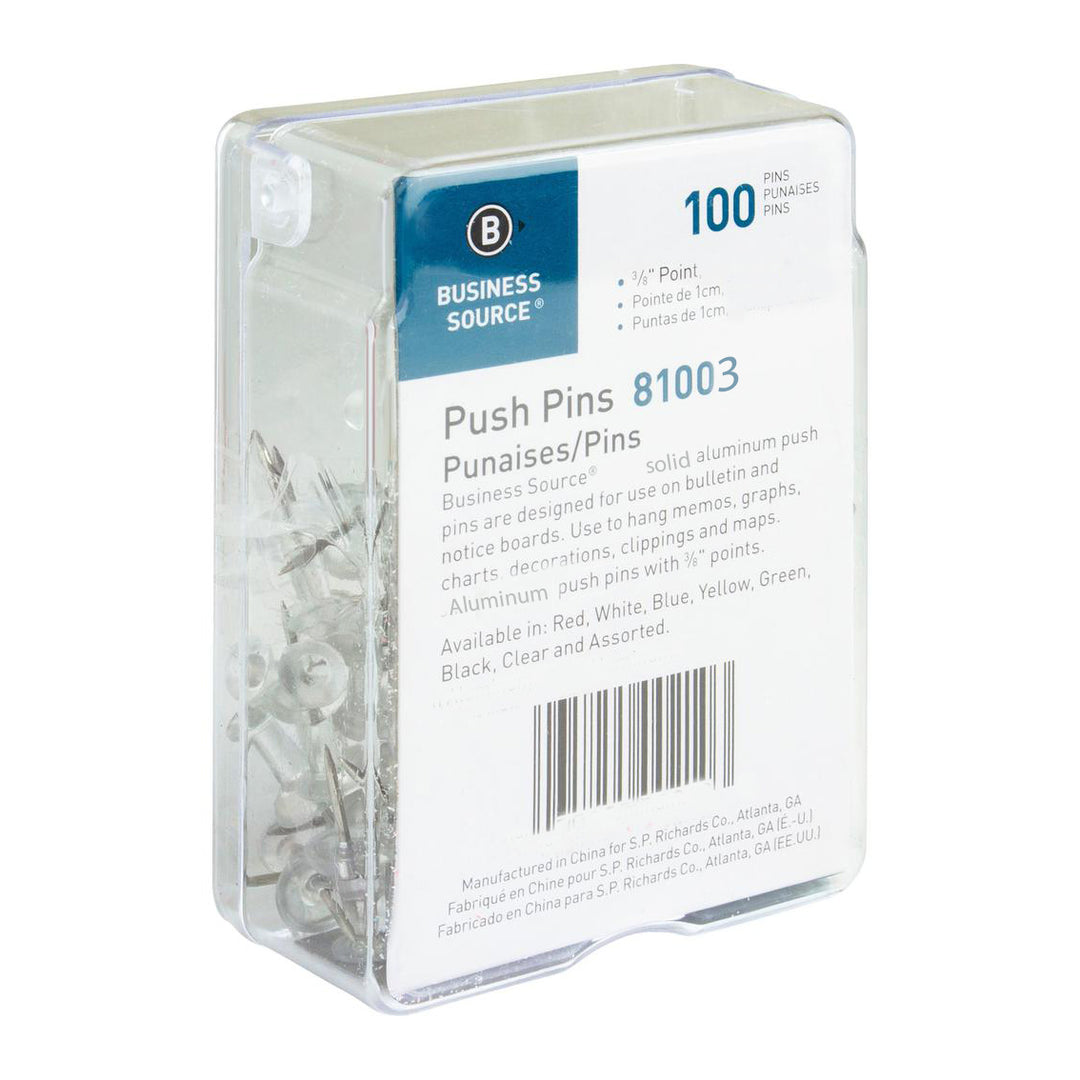 BUSINESS SOURCE - 100 Push Pins - Silver - Buchan's Kerrisdale Stationery