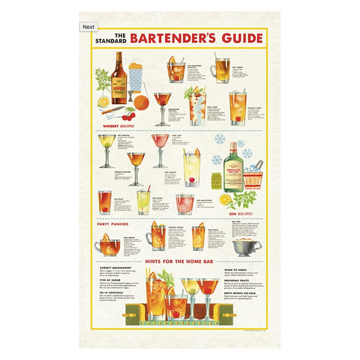 CAVALLINI & CO - Vintage Tea Towel "Bartender's Guide" - Buchan's Kerrisdale Stationery