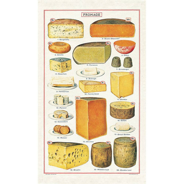 CAVALLINI & CO - TEA TOWEL "Cheese" - Buchan's Kerrisdale Stationery