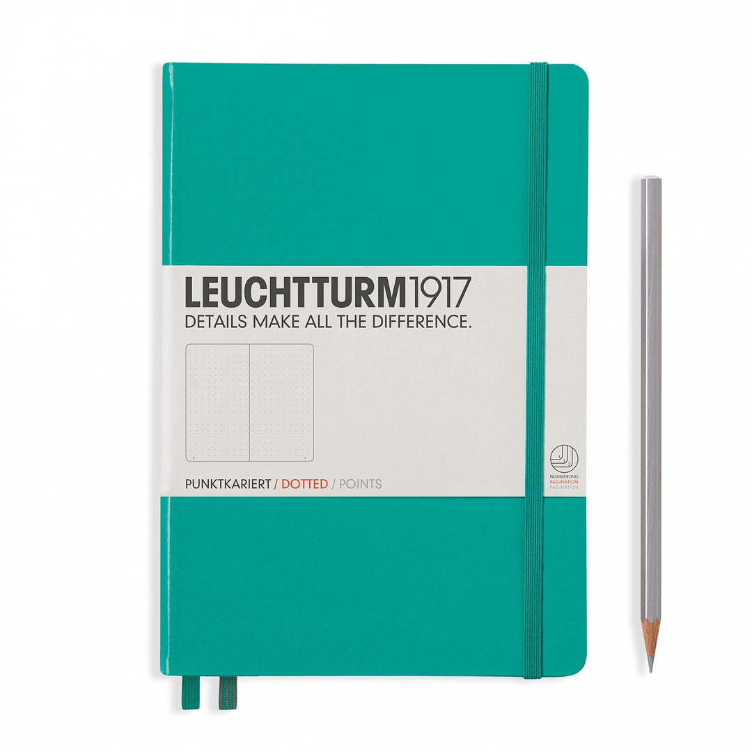 LEUCHTTURM - NOTEBOOK MEDIUM (A5) HARDCOVER, 249 NUMBERED PAGES, DOTTED, EMERALD - Buchan's Kerrisdale Stationery