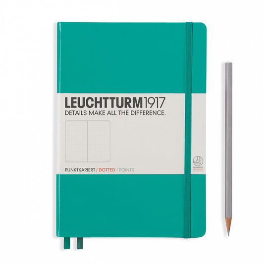 LEUCHTTURM - NOTEBOOK MEDIUM (A5) HARDCOVER, 249 NUMBERED PAGES, DOTTED, EMERALD - Buchan's Kerrisdale Stationery