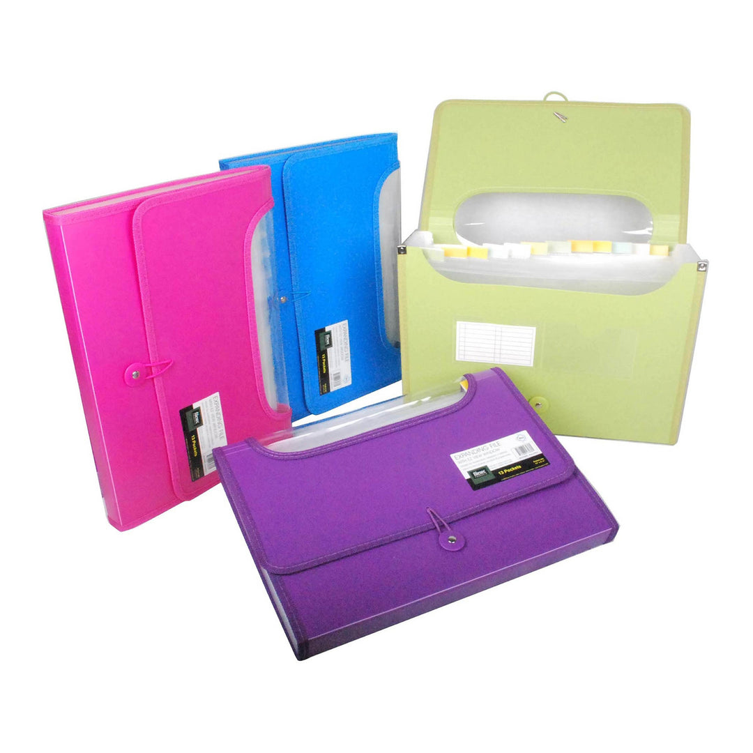 FILEXEC - Expanding File with Window - 13 Pockets with Index Assorted Colors - Buchan's Kerrisdale Stationery