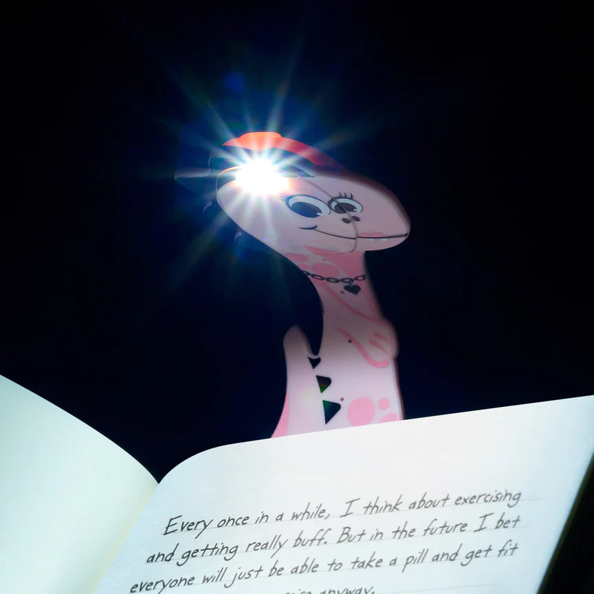 Thinking Gifts - LED Reading Light - Bookmark - Flexi Light Pals - Dinosaur Pink - Buchan's Kerrisdale Stationery