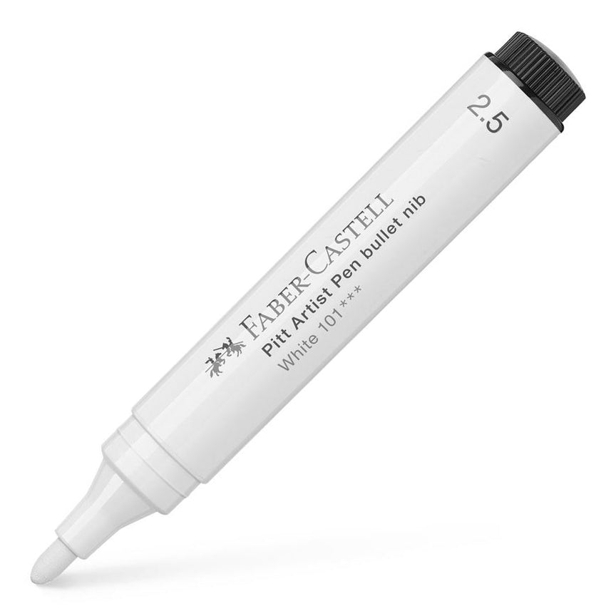 Faber-Castell - Pitt Artist Pen Bullet Nib 2.5mm - White - Buchan's Kerrisdale Stationery