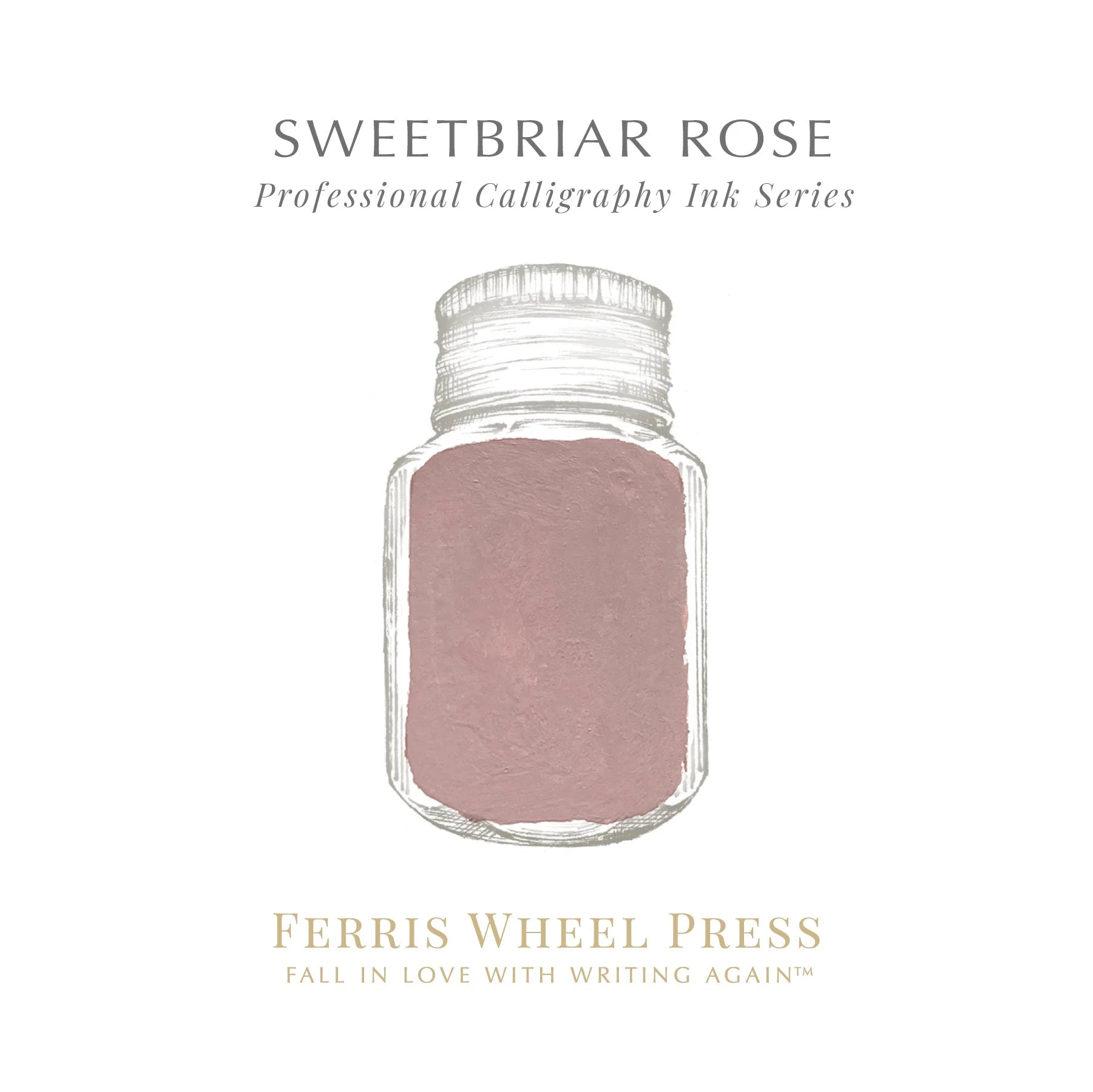 FERRIS WHEEL PRESS - Glass Bottle Calligraphy Dip Pen Ink 28ml - Sweetbriar Rose