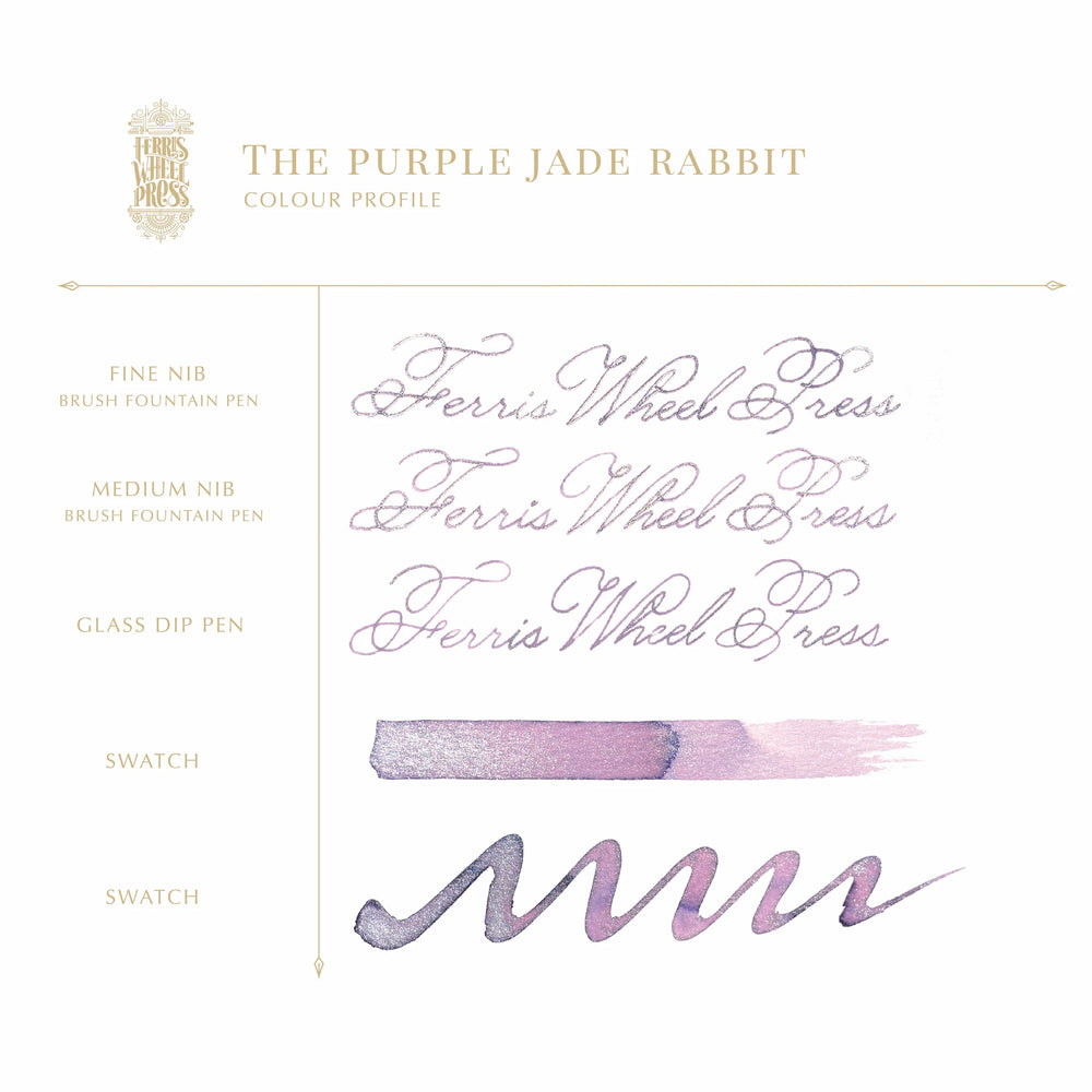 FERRIS WHEEL PRESS – Fountain Pen Ink Glass Bottle 38ml – Special Edition - The Purple Jade Rabbit - Buchan's Kerrisdale Stationery