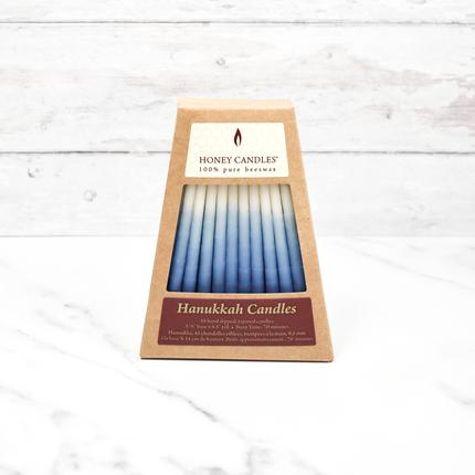 HONEY CANDLES - Hanukkah White-Blue Beeswax Candles set of 45 - Buchan's Kerrisdale Stationery
