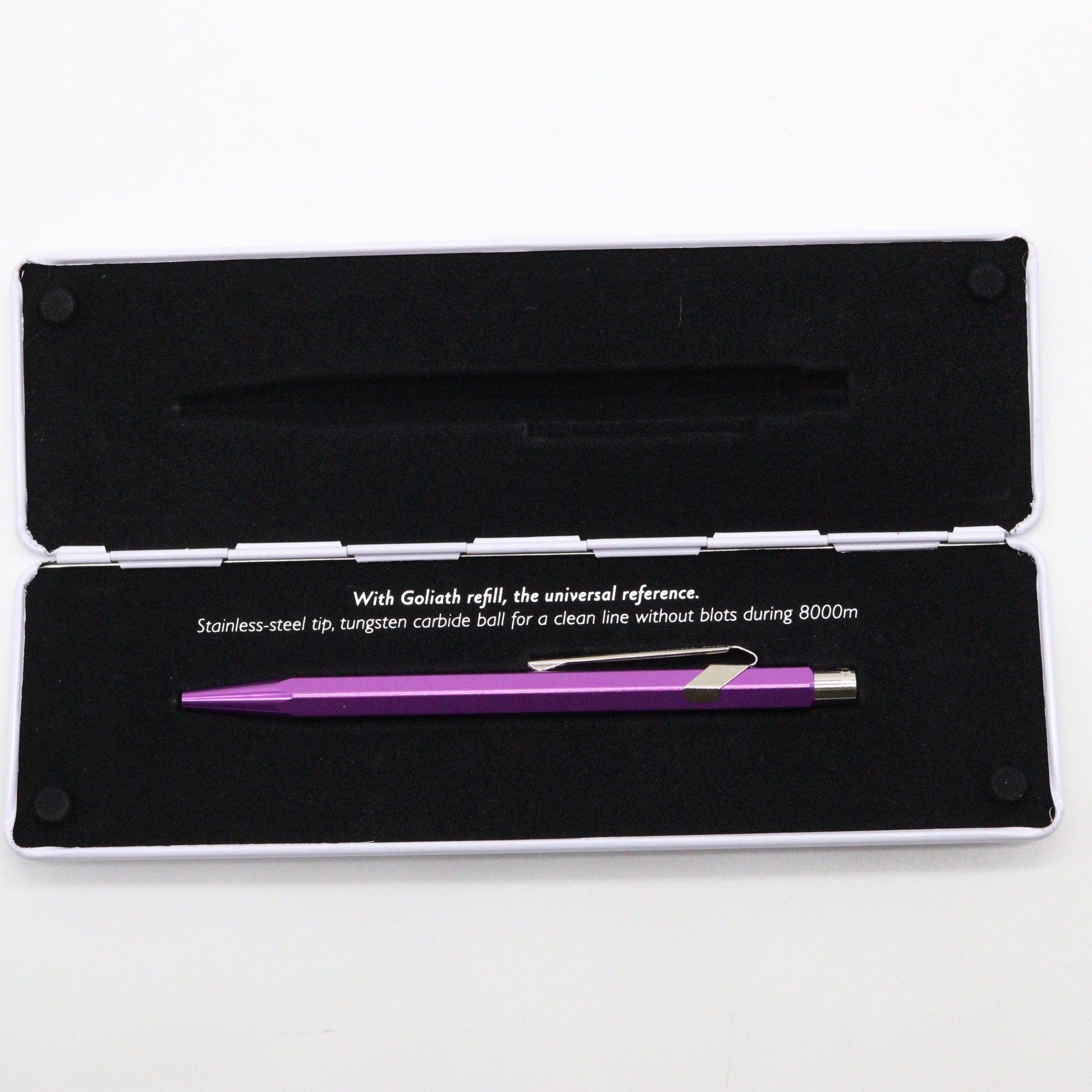 Caran D'ache 849 Ballpoint Pen with Metal Case - Metallic Violet - Buchan's Kerrisdale Stationery