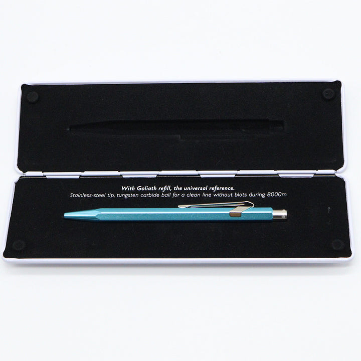 Caran D'ache 849 Ballpoint Pen with Metal Case - Metallic Turquoise - Buchan's Kerrisdale Stationery