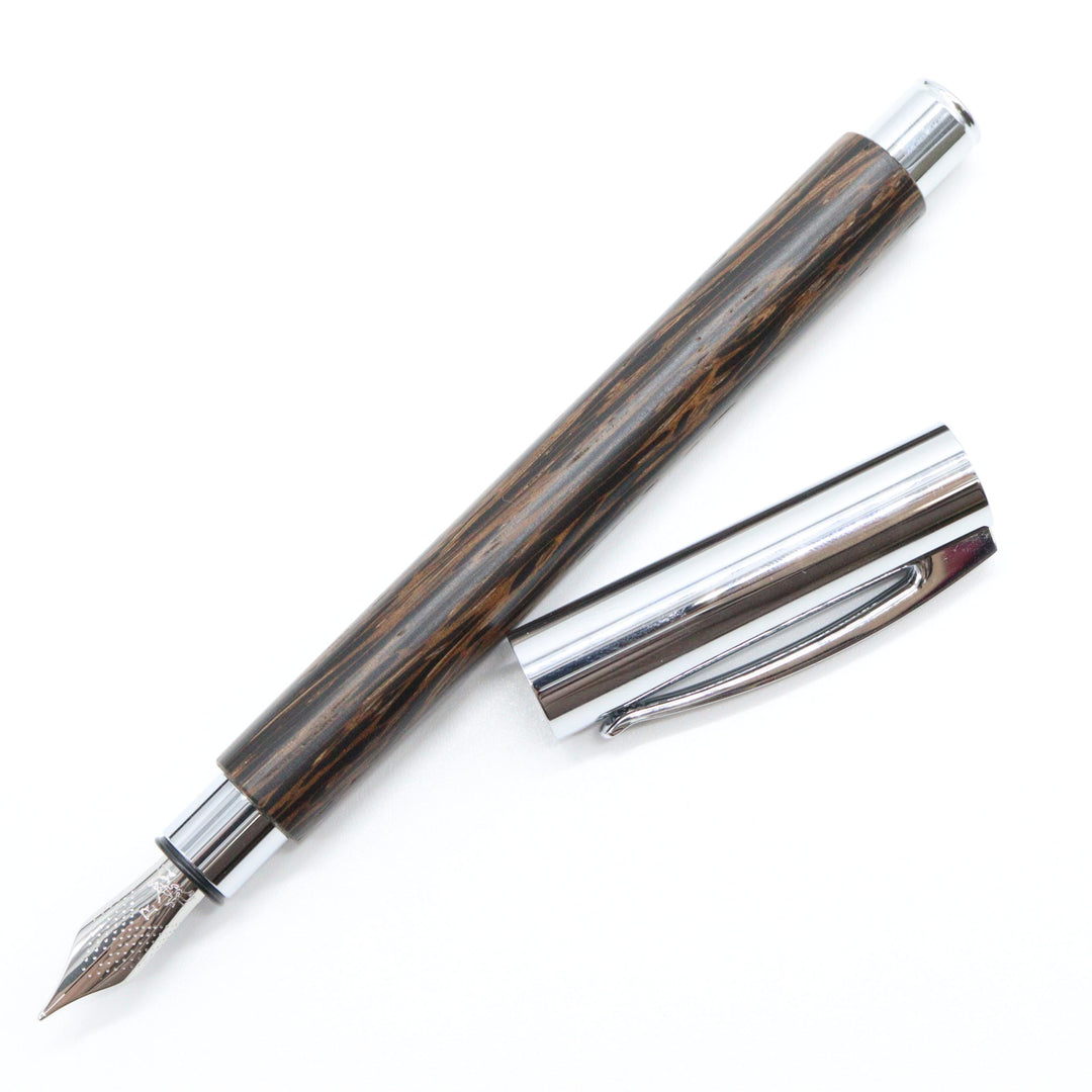 Faber-Castell – ‘Ambition’ Fountain Pen with Gift Box Case – Coconut Wood with Silver Accents - Buchan's Kerrisdale Stationery