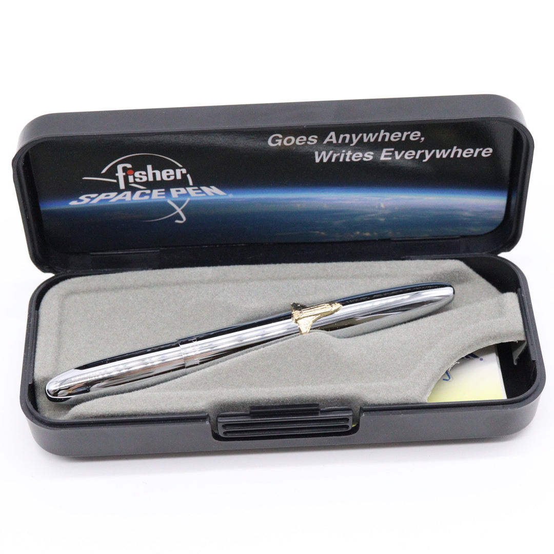 Fisher Space Pen – Bullet – Silver Chrome with Gold Shuttle Emblem - Buchan's Kerrisdale Stationery