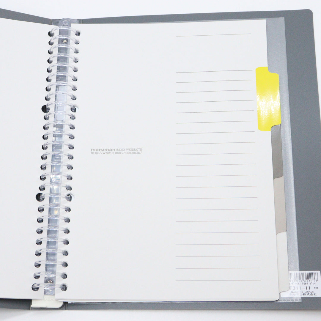 MARUMAN - B5 Notebook Binder with 5 Subject File Folders - Grey Cover - Buchan's Kerrisdale Stationery