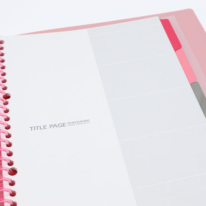 MARUMAN – A5 Notebook Binder with 5 Subject File Folders – Soft Pink Cover - Buchan's Kerrisdale Stationery