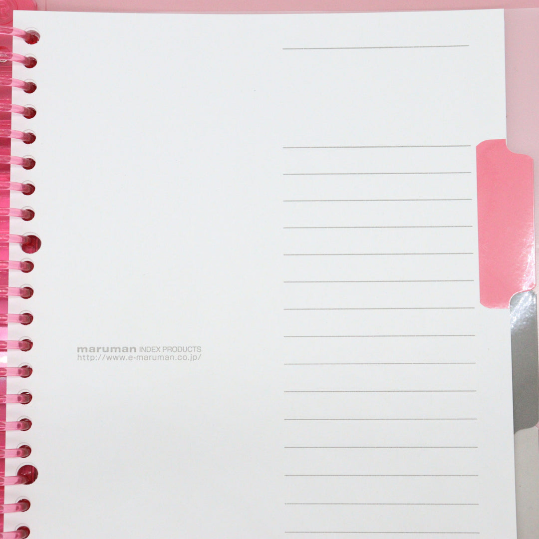 MARUMAN – B5 Notebook Binder with 5 Subject File Folders – Soft Pink Cover - Buchan's Kerrisdale Stationery