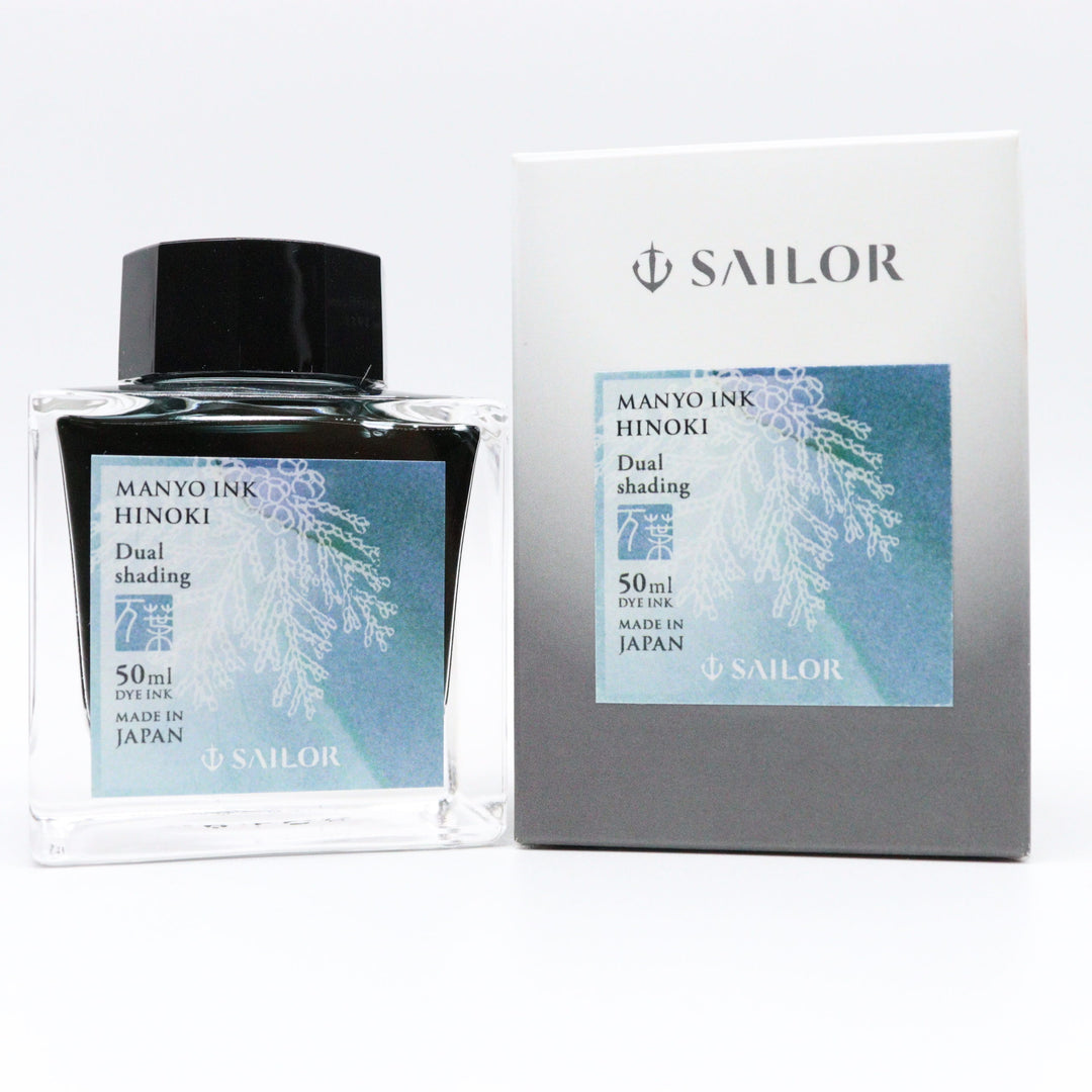 SAILOR PEN – MANYO INK – Bottled Fountain Pen Dual Shading Ink (50ml) – HINOKI (Blue-Grey) - Buchan's Kerrisdale Stationery