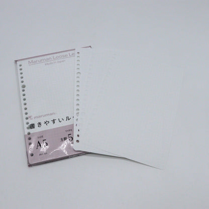 Maruman - A5 Grid Loose Leaf - 5mm, 20 Holes, 100 Sheets. - Buchan's Kerrisdale Stationery