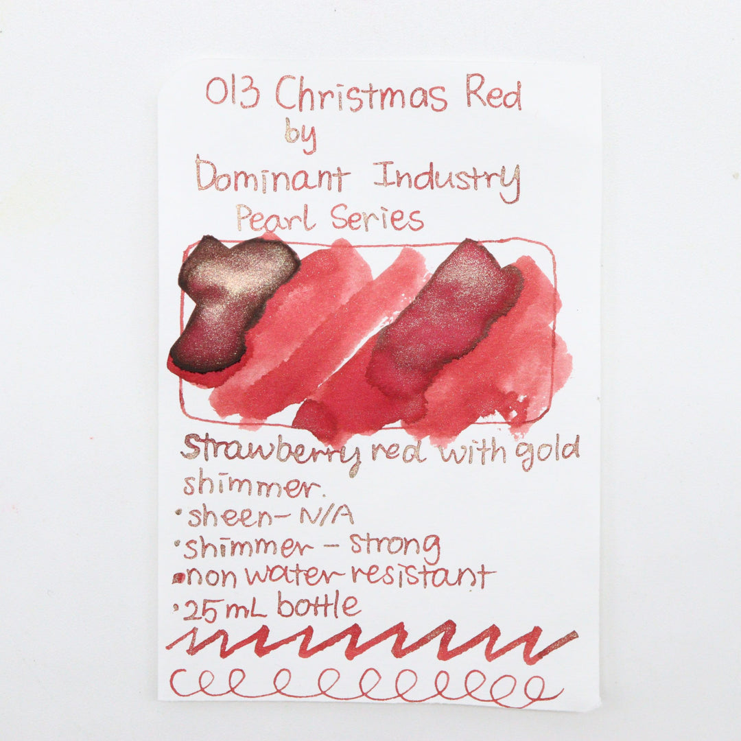 DOMINANT INDUSTRY – PEARL SERIES – Bottled Fountain Pen Ink (25ml) – No.013 CHRISTMAS RED - Buchan's Kerrisdale Stationery