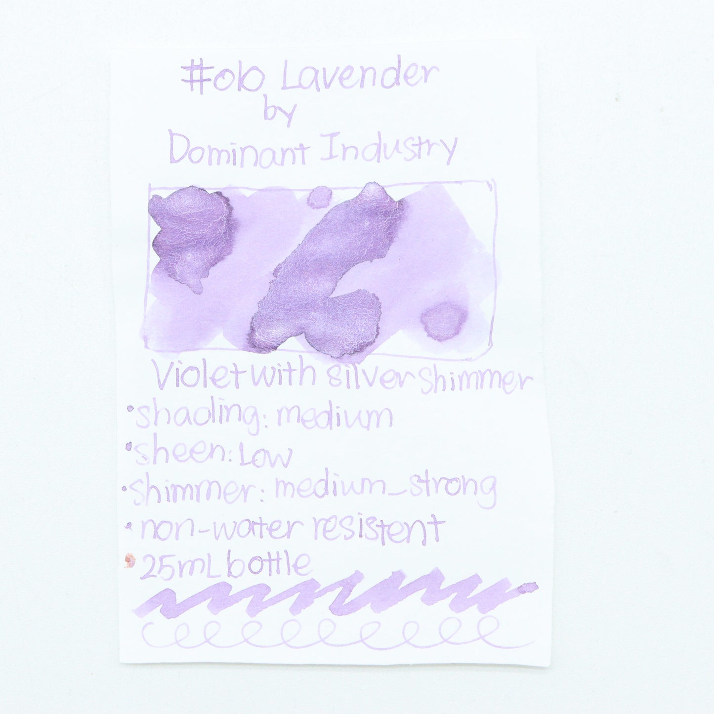 DOMINANT INDUSTRY – PEARL SERIES – Bottled Fountain Pen Ink (25ml) – No.010 LAVENDER - Buchan's Kerrisdale Stationery