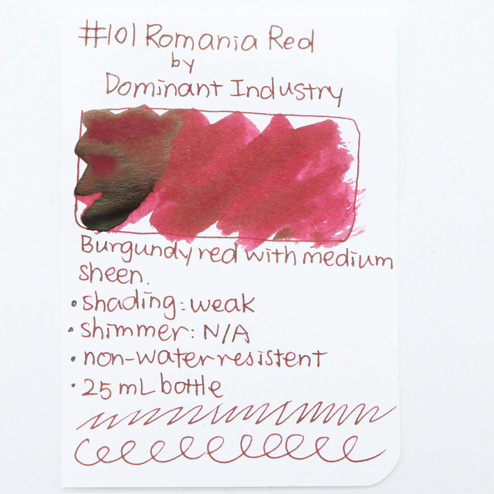DOMINANT INDUSTRY – STANDARD SERIES – Bottled Fountain Pen Ink (25ml) – No.101 Romania Red - Buchan's Kerrisdale Stationery