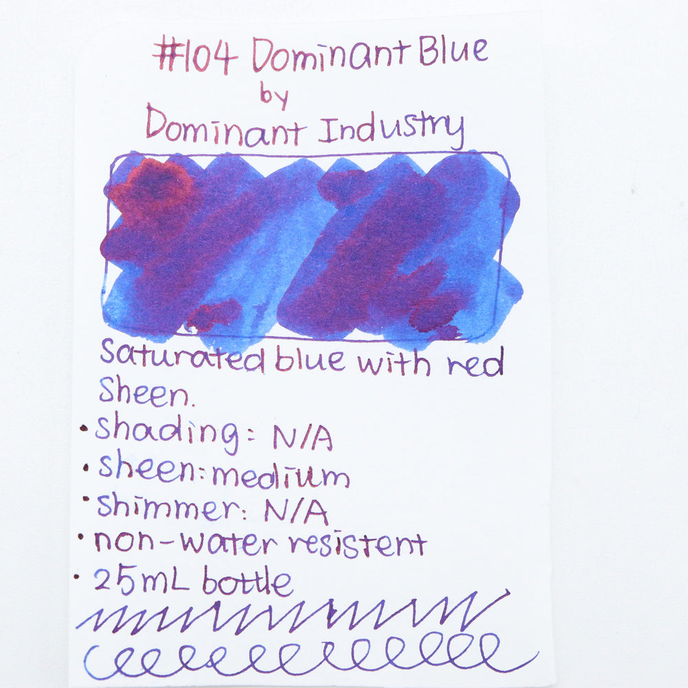 DOMINANT INDUSTRY – STANDARD SERIES – Bottled Fountain Pen Ink (25ml) – No.104 Dominant Blue - Buchan's Kerrisdale Stationery