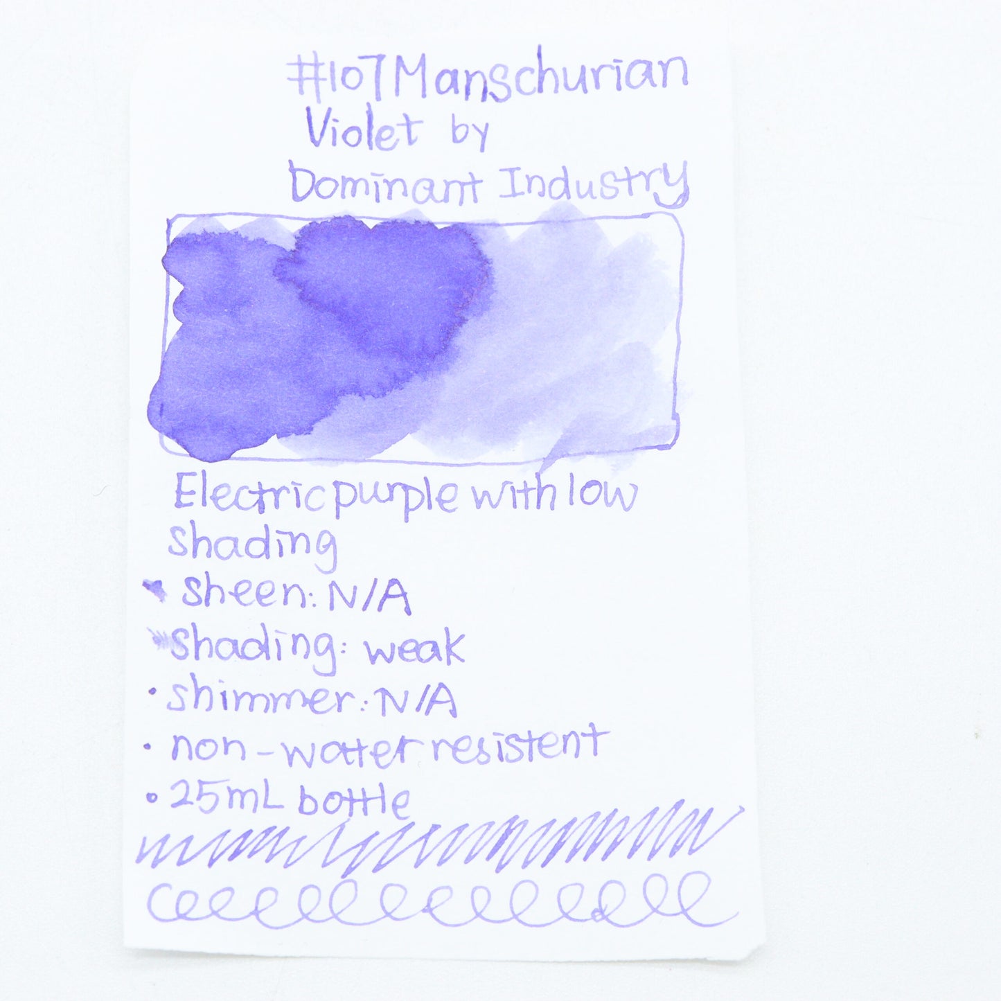 DOMINANT INDUSTRY – STANDARD SERIES – Bottled Fountain Pen Ink (25ml) – No.107 Manschurian Violet - Buchan's Kerrisdale Stationery