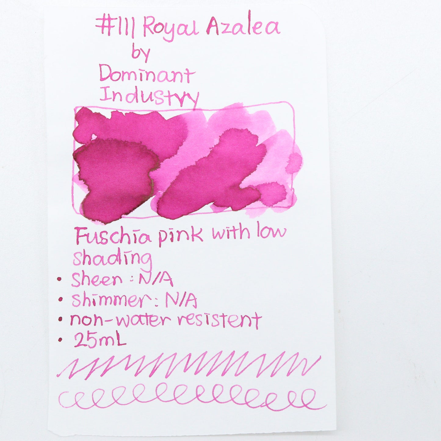 DOMINANT INDUSTRY – STANDARD SERIES – Bottled Fountain Pen Ink (25ml) – No.111 Royal Azalea - Buchan's Kerrisdale Stationery