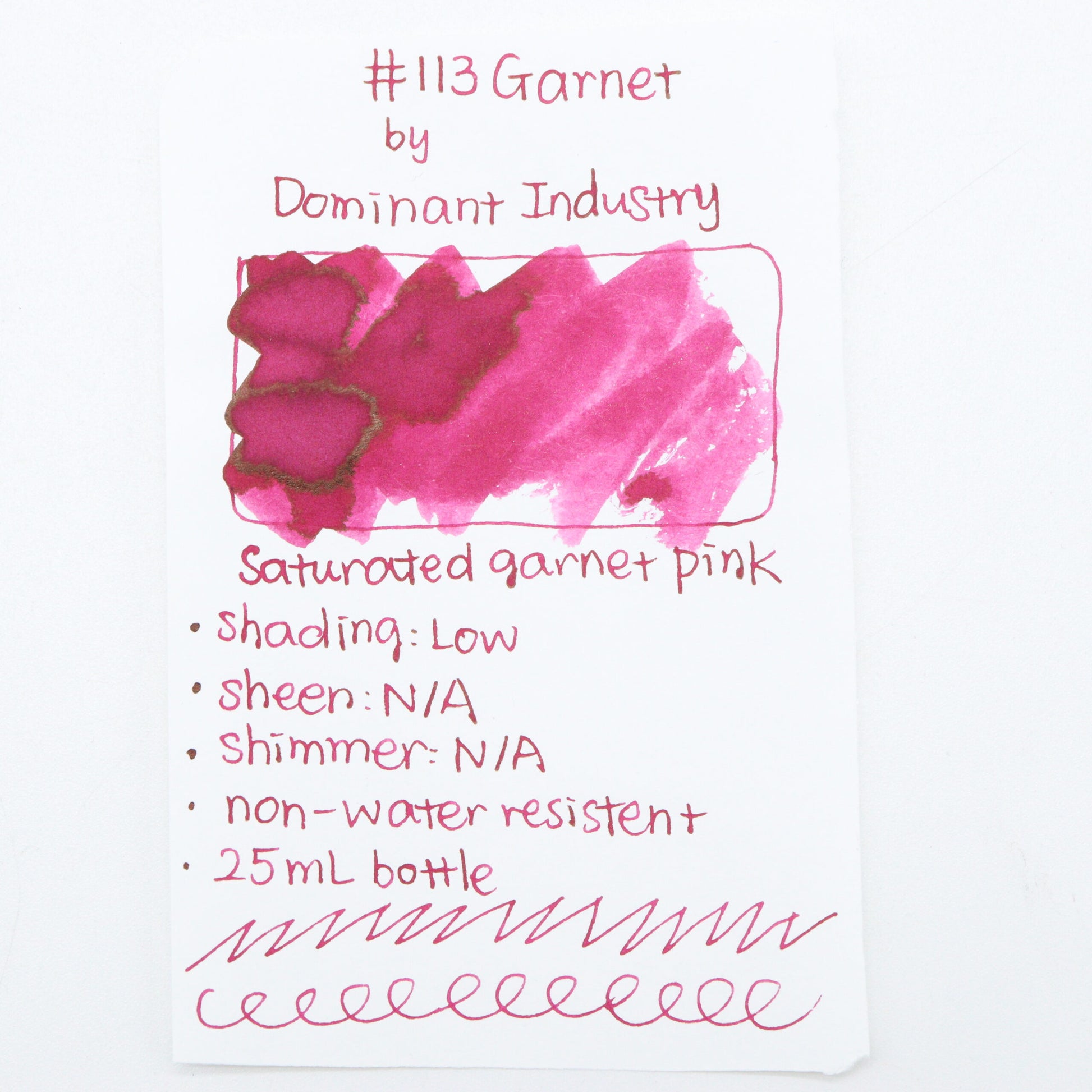 DOMINANT INDUSTRY – STANDARD SERIES – Bottled Fountain Pen Ink (25ml) – No.113 Garnet - Buchan's Kerrisdale Stationery