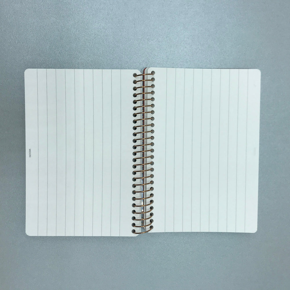 MIDORI - Ring Memo Note Book (B7) (White - Brown - Grey-Blue - Red) - Buchan's Kerrisdale Stationery