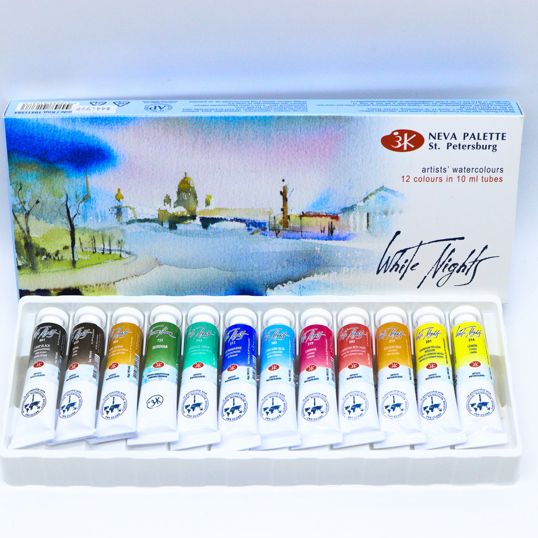 White Nights® Watercolor Extra Fine Set Tube 12 x 10ml IWS Professional  RUSSIA