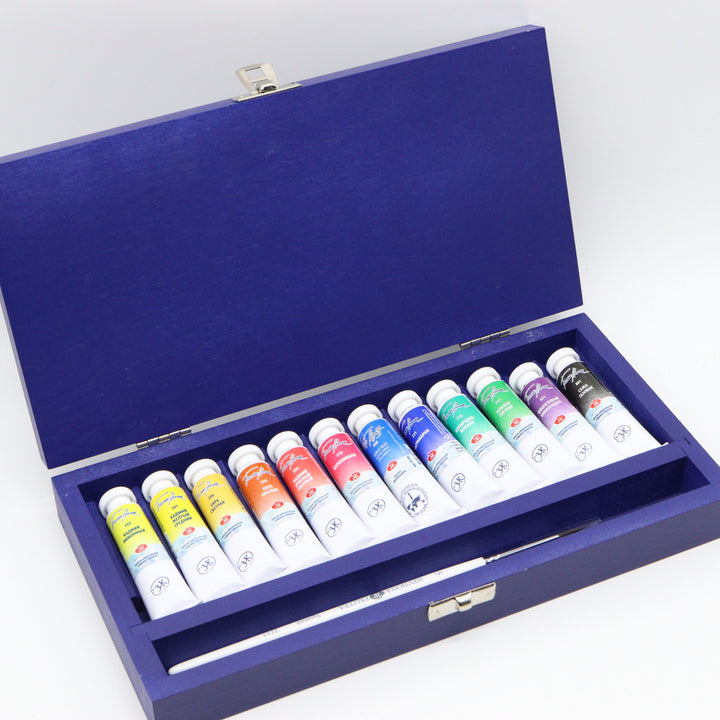 NEVA PALETTE ST. PETERSBURG - Limited Blue Wooden Box "White Nights" Artists' Watercolor Set  - 12 Tubes x 10ml - Buchan's Kerrisdale Stationery