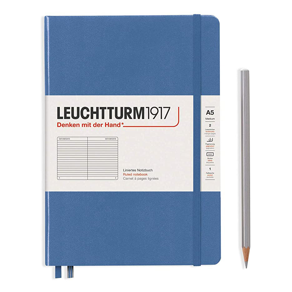 LEUCHTTURM - NOTEBOOK MEDIUM (A5) HARDCOVER, 251 NUMBERED PAGES, RULED, DENIM - Buchan's Kerrisdale Stationery