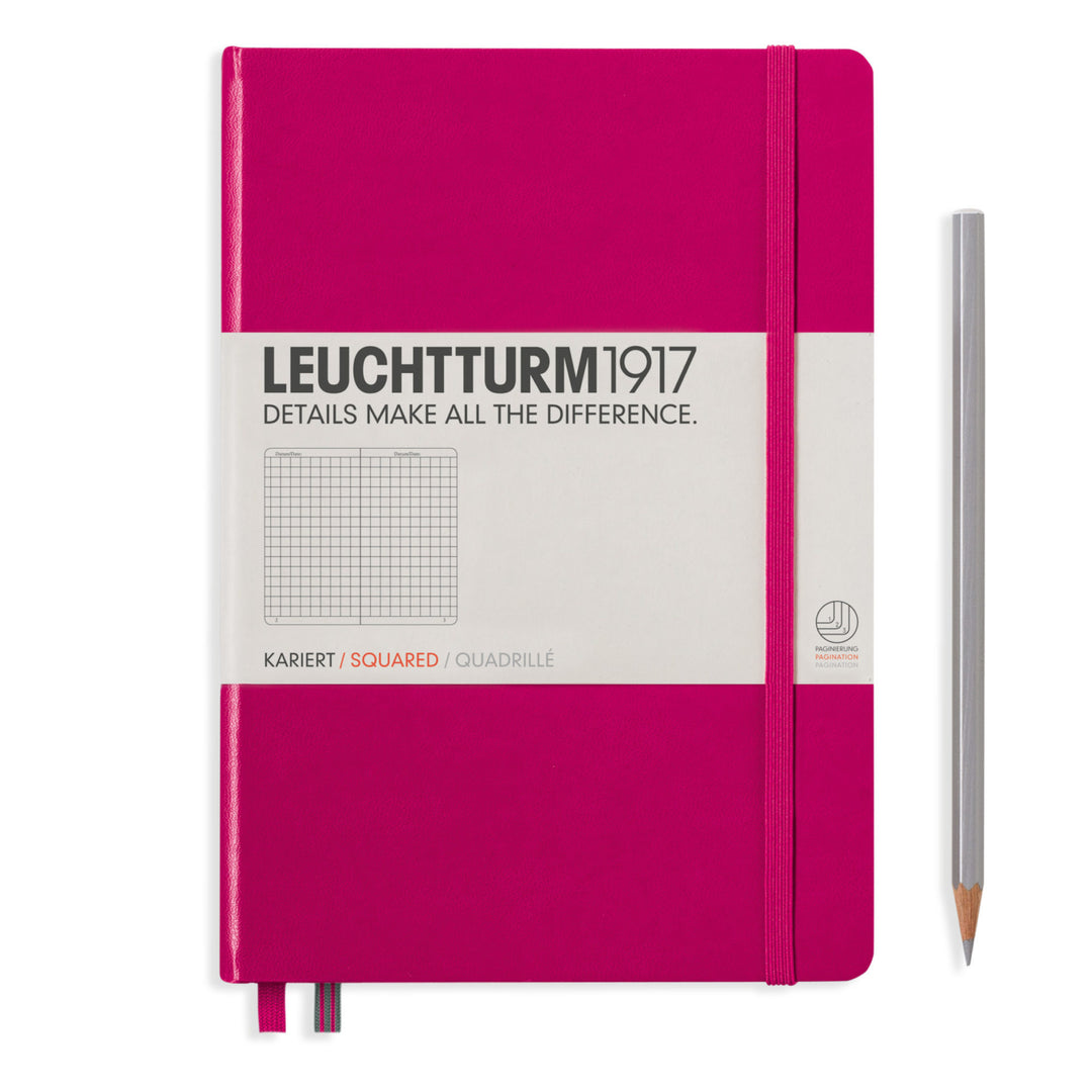LEUCHTTURM - NOTEBOOK MEDIUM (A5) HARDCOVER, 249 NUMBERED PAGES, SQUARED, NEW PINK - Buchan's Kerrisdale Stationery