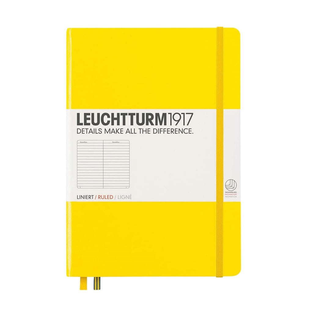 LEUCHTTURM - NOTEBOOK MEDIUM (A5) HARDCOVER, 251 NUMBERED PAGES, RULED, LEMON - Buchan's Kerrisdale Stationery