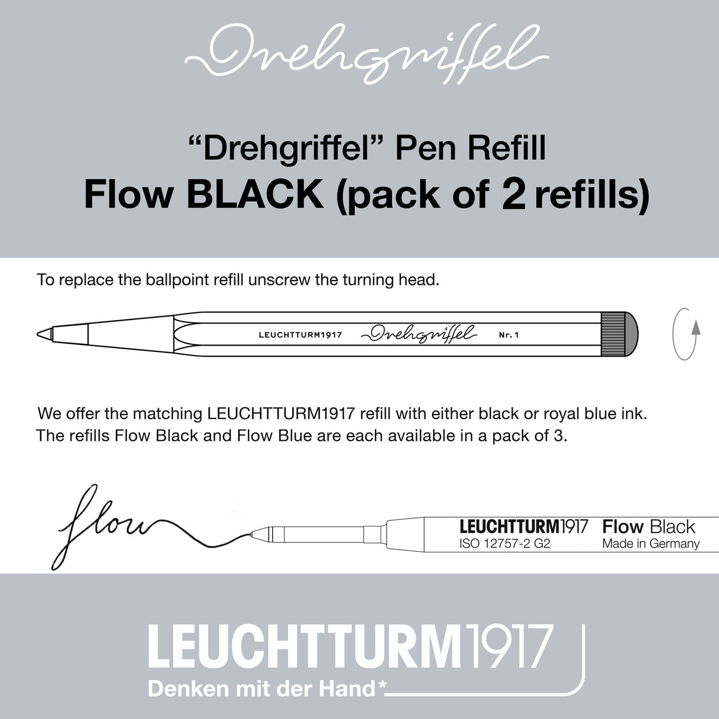 LEUCHTTURM1917 - DREHGRIFFEL -  BALLPOINT PEN REFILL - Buchan's Kerrisdale Stationery