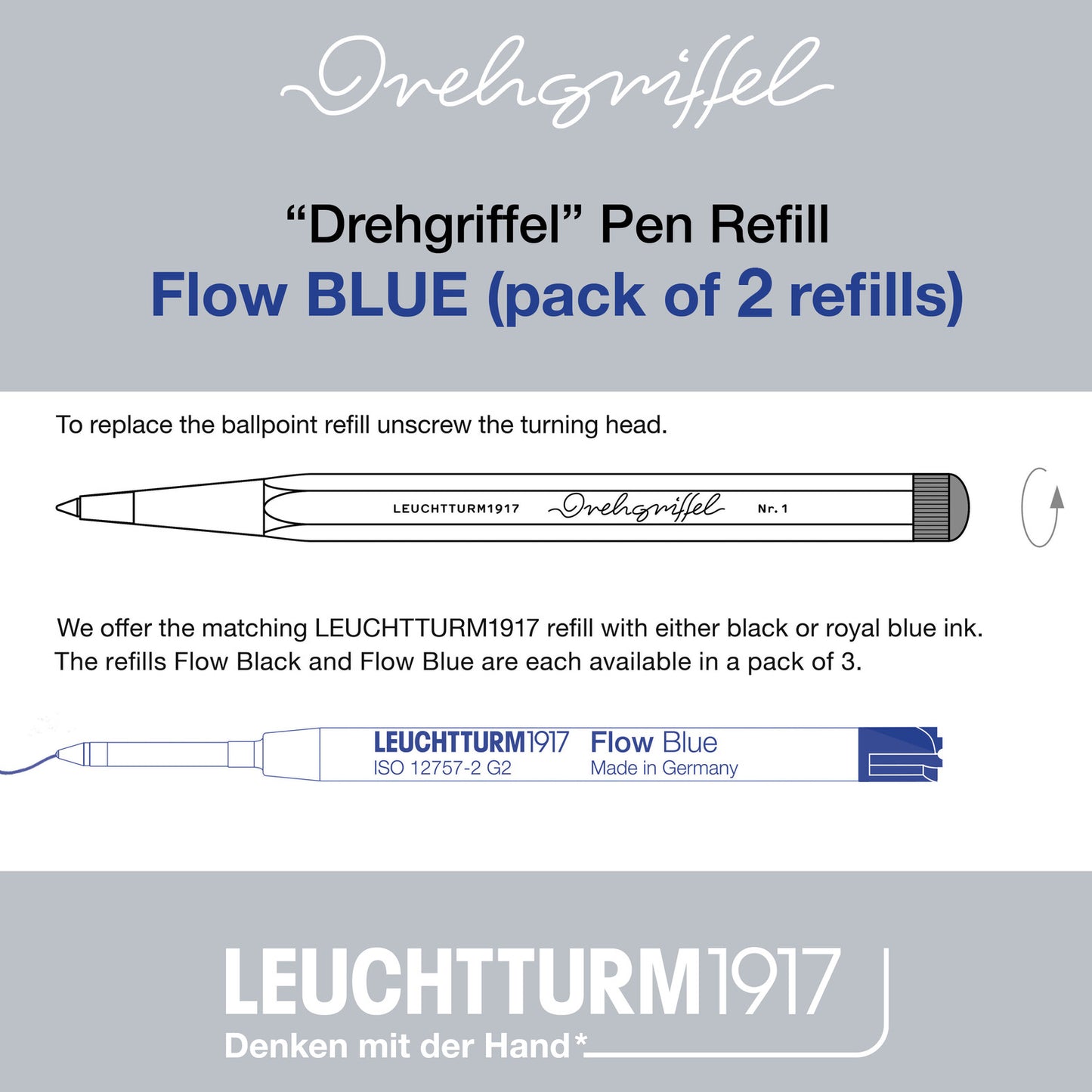 LEUCHTTURM1917 - DREHGRIFFEL -  BALLPOINT PEN REFILL - Buchan's Kerrisdale Stationery