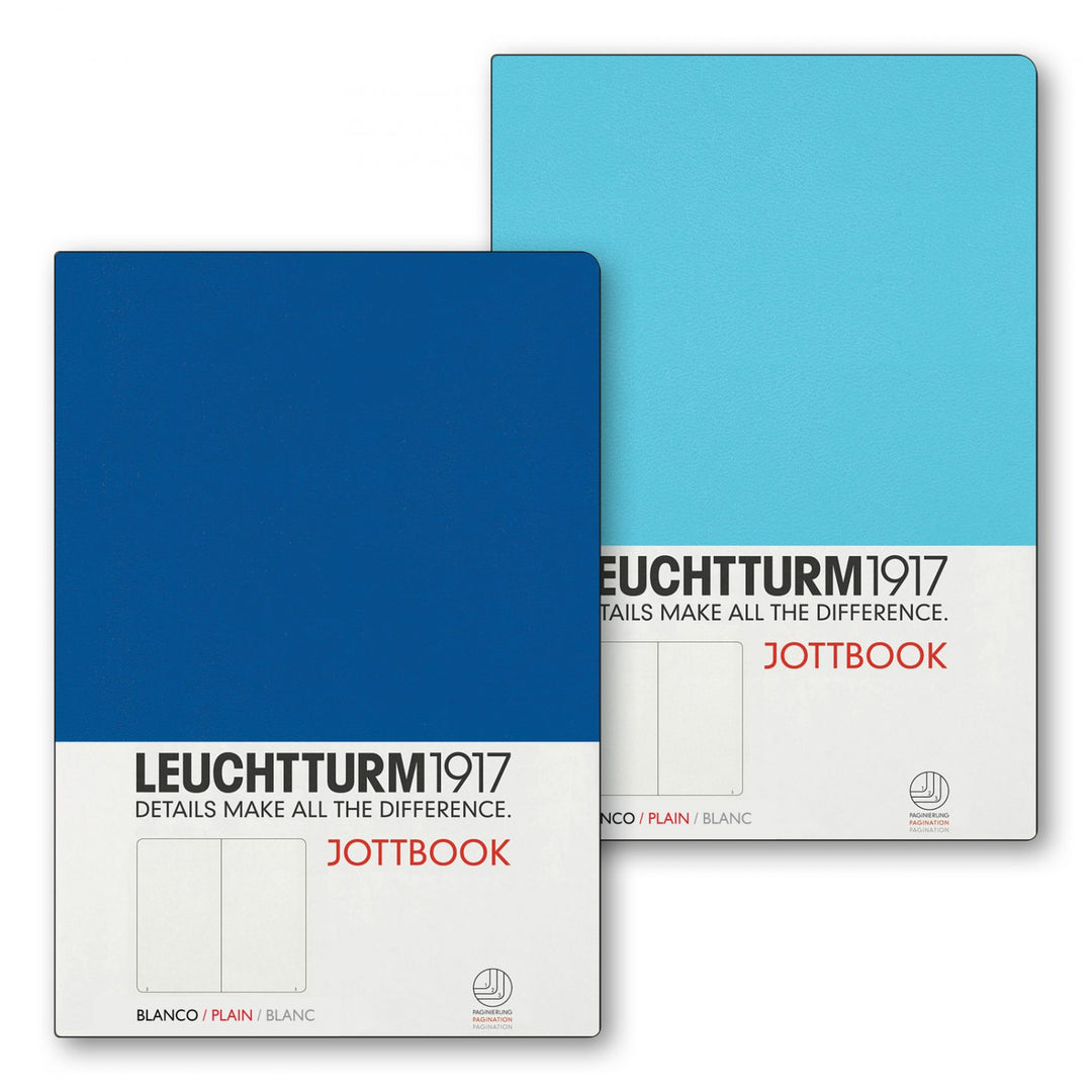 LEUCHTTURM - SOFTCOVER JOTTBOOK DOUBLE NOTEBOOK (A5), 59 NUMBERED PAGES, ICE BLUE AND ROYAL BLUE BLANK - Buchan's Kerrisdale Stationery