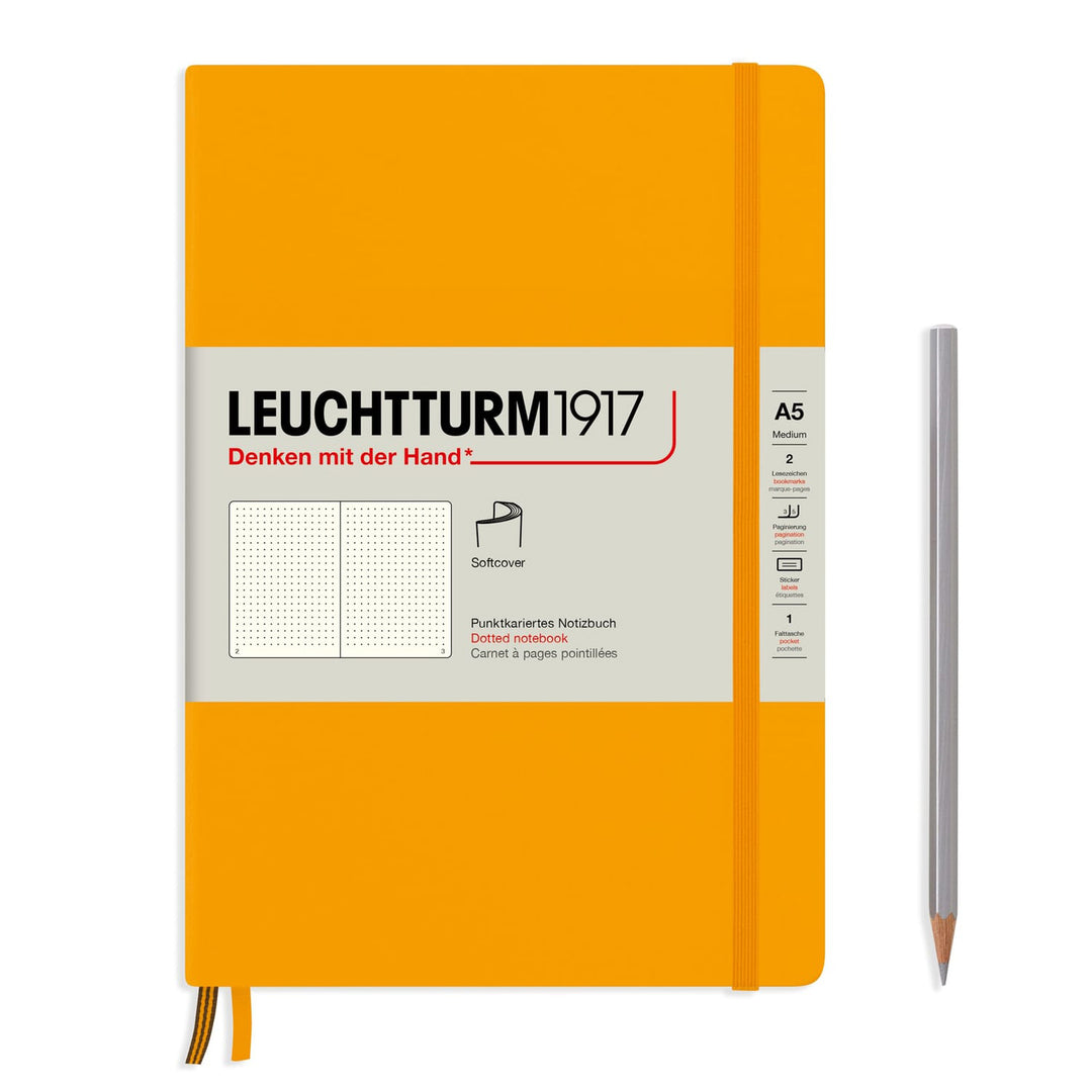 LEUCHTTURM - SOFTCOVER NOTEBOOK (A5), 123 NUMBERED PAGES, RISING SUN DOTTED - Buchan's Kerrisdale Stationery