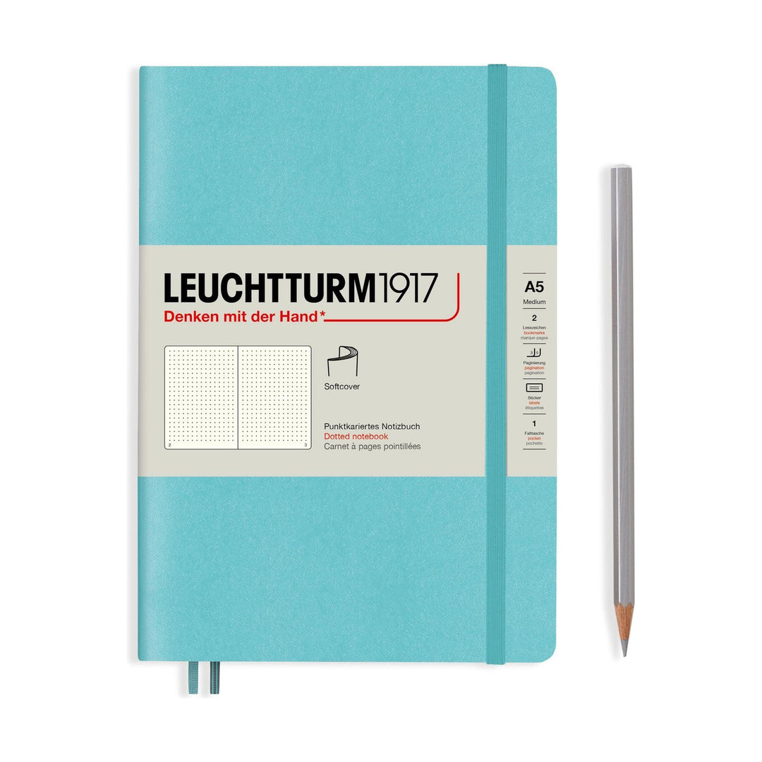 LEUCHTTURM - SOFTCOVER NOTEBOOK (A5), 123 NUMBERED PAGES, STONE BLUE DOTTED - Buchan's Kerrisdale Stationery