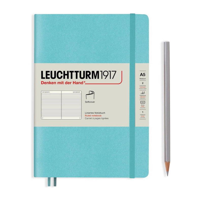 LEUCHTTURM - SOFTCOVER NOTEBOOK (A5), 123 NUMBERED PAGES, STONE BLUE RULED - Buchan's Kerrisdale Stationery