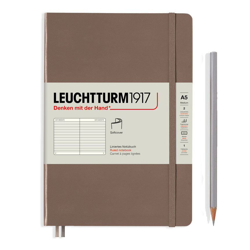 LEUCHTTURM - SOFTCOVER NOTEBOOK (A5), 123 NUMBERED PAGES, WARM EARTH RULED - Buchan's Kerrisdale Stationery