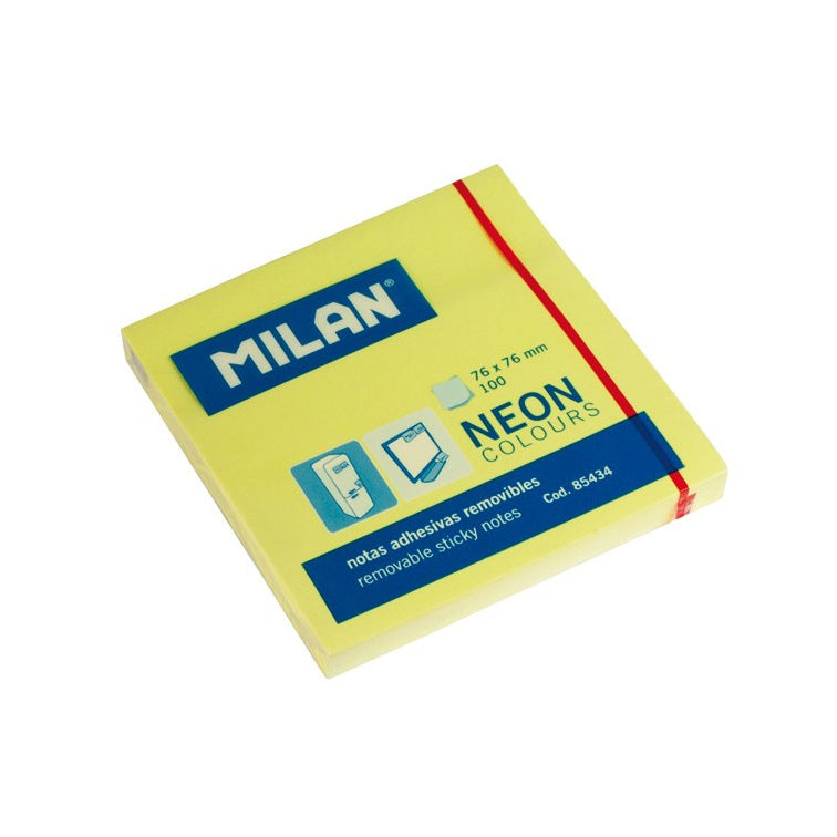 MILAN - 100 Adhesive Sticky Notes - Neon Yellow - Buchan's Kerrisdale Stationery