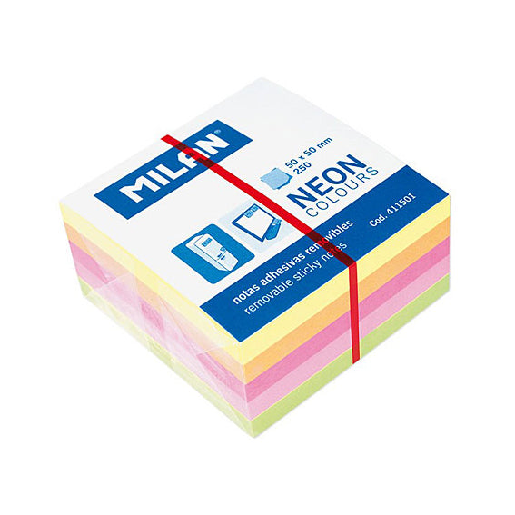 MILAN - 250 Adhesive Sticky Notes - Neon Colours - Buchan's Kerrisdale Stationery