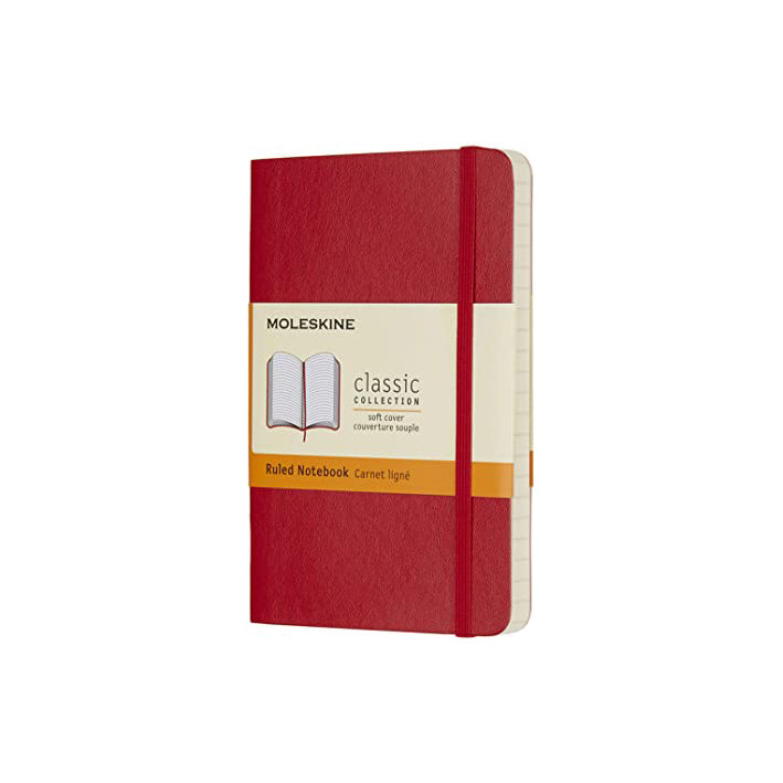 MOLESKINE - RED RULED SOFTCOVER NOTEBOOK - POCKET (9X14 CM - 3.5X5.5 IN) - Buchan's Kerrisdale Stationery