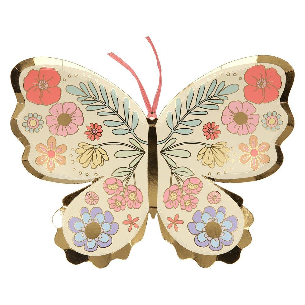 MERI MERI - Floral Butterfly Plates (set of 8) - Buchan's Kerrisdale Stationery