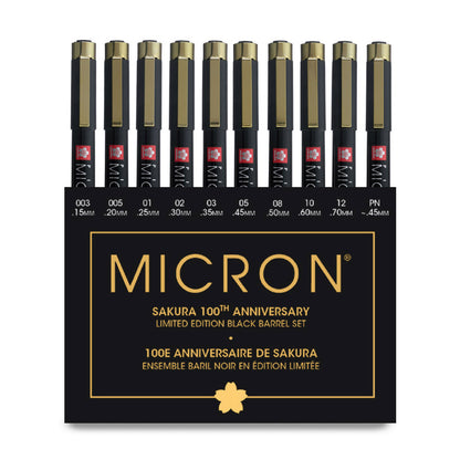 SAKURA - Pigma Micron Black Barrel Pen Set - 100th Anniversary LIMITED EDITION - Buchan's Kerrisdale Stationery