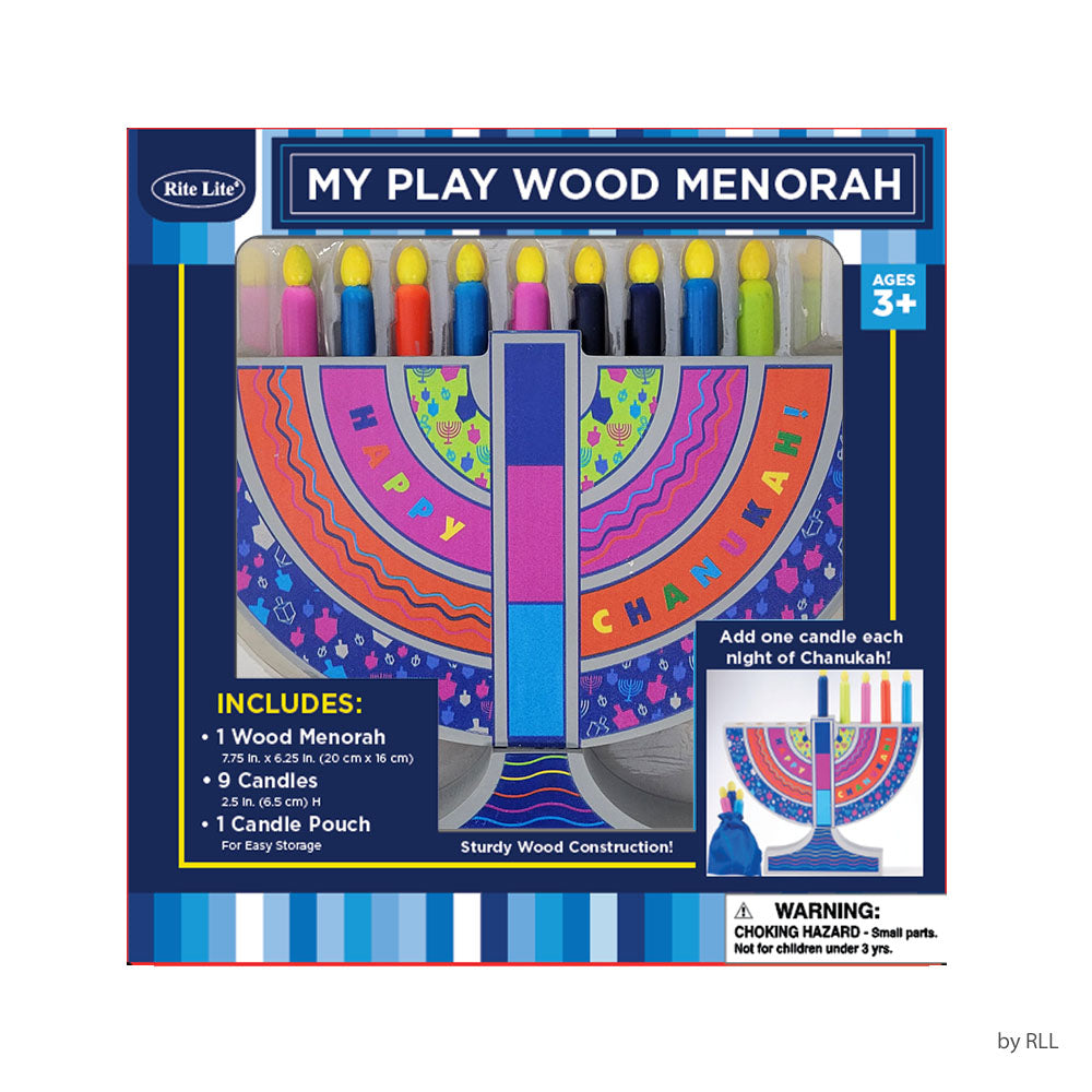 RITE LITE - My Play Wood Menorah With Removable Wood Candles - Buchan's Kerrisdale Stationery
